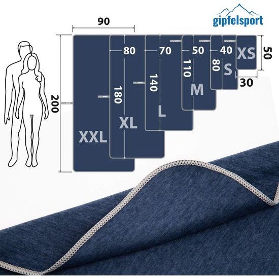 Microvezel handdoek, voor sauna, fitness en sport - strandhanddoek, sporthanddoek - 50x30cm - Navy Gepatroneerd