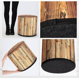 KADAX - Zitpoef, Poef, ronde poef, Ø 40.5x41 cm - houtlook, poef met wasbare overtrek, zitzak, vloerkussen, decoratieve kruk, voetenbank, zitkussen, stoffen kruk - Lichtbruin