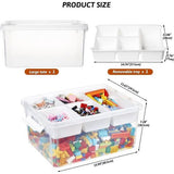 Opbergdozen met deksel voor bouwstenen, gereedschap, handwerk, kleurpotloden, stapelbare kisten, speelgoed, opbergdoos van kunststof met afneembaar dienblad, knutselopbergdoos