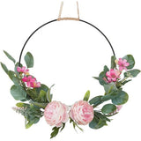 Kunstbloemenkrans voor bruiloft, metalen ring, zomerdeurkrans, kunstbloemenkrans, decoratie voor zomer- en lentedeuren, hekken, ramen, bruiloften en woondecoratie.