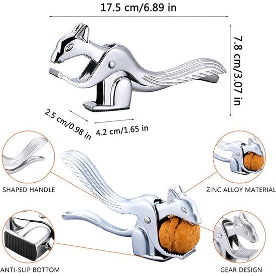 Notenkraker Walnoten, 2023 Leuke Eekhoorn Notenkraker RVS Walnoot Peeling Tool Cracker, Gegoten Zink Pecan Cracker, Notenkraker Werkt