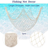 Vissersnet decoratie, natuurlijk visnet, feestdecoraties voor maritieme decoratie, zeemeermin piraten, feest, bruiloft, verjaardagsfeest, katoenen visnet met schelpen, blaas, slingers, beige