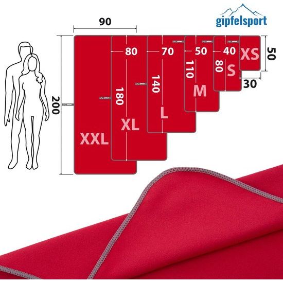 Microvezel handdoek, voor sauna, fitness en sport - strandhanddoek, sporthanddoek - 50x30cm - Rood