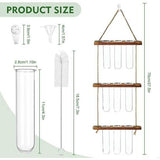 Reageerbuisvazen ​​met houten standaard, 3-laags hangend vermeerderingsstation voor bloemenplanten Hangplantenterrarium als thuis- of kantoordecoratie-accessoires - 10 reageerbuizen