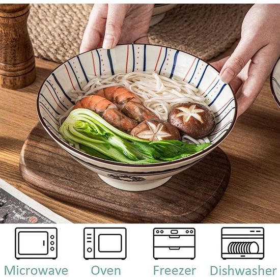 Ramen Bowls, Ramen Kom, Porseleinen Japanse Kom, Ramen Kom, Ramen Bowl met lepel eetstokjes, slakommen