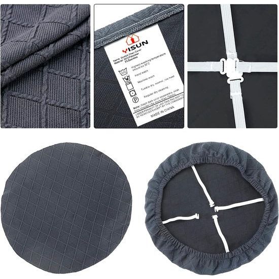 Jacquard Eetkamerstoel Stoelhoezen, Stretch Spandex Geen rugleuning Eetkamerstoel Stoel Beschermhoes Afneembaar Wasbaar voor hoge kantoorstoelen, Donkergrijs, 6st