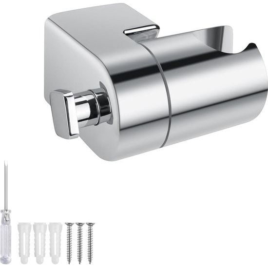 Douchekophouder zilver, 217g volledig metalen zinklegering, heavy duty douchehouder, verbeterde douchekophouder voor douchekoppen - 360° draaibaar, handdouchehouder, met bevestigingsaccessoires
