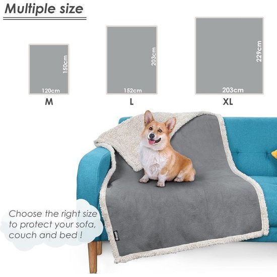 waterdichte deken, sprei bedbank gooi knuffeldeken beschermhoes bankbeschermer waterafstotende deken gooi fleece sherpa deken voor slaapbank 203 x 152 cm