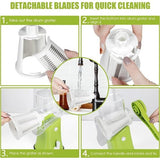 Trommelrasp, 5-in-1 kaasrasp met zwengel en 10 roestvrijstalen verwisselbare messen, handmatige groentesnijder, keukenrasp voor salade, noten, fruit, pizza (snijbestendige handschoenen)