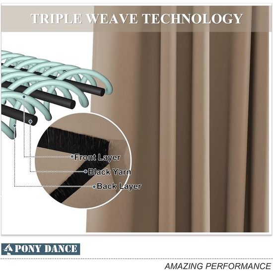 Ondoorzichtige gordijnen met inslagringen, thermogordijn kinderkamer, gordijnen, ondoorzichtig, verduisteringsgordijn, gordijnen, set van 2, H 145 x B 140 cm, cappuccino