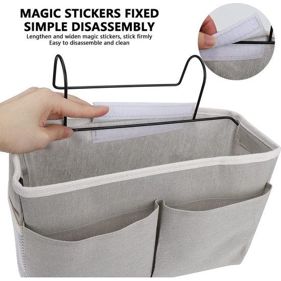 2 stuks, bedhangers, organizer, hangende opbergtas, waterdichte bedtassen voor afstandsbediening, bedhek, boek, tijdschrift, koptelefoon, kranten (zwart/beige)