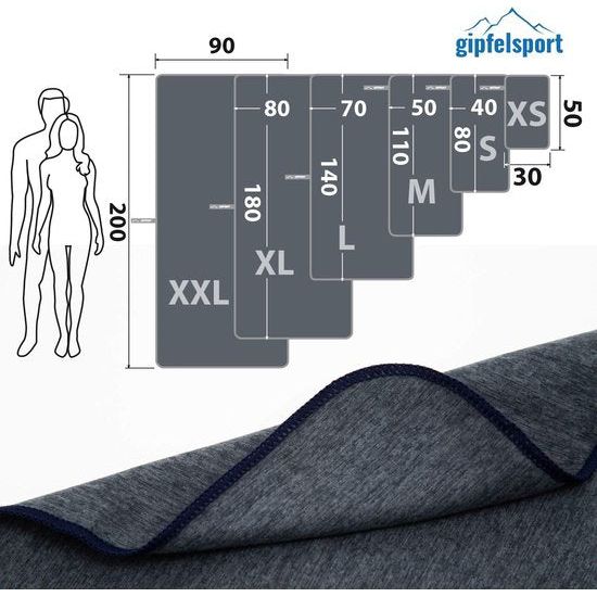 Microvezel handdoek, voor sauna, fitness en sport -strandhanddoek, sporthanddoek - 200x90cm - Antraciet