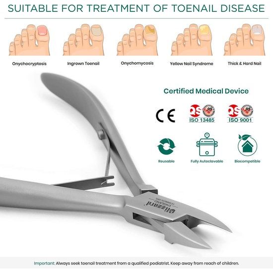 Nagelknipper Hoektang voor Ingegroeide Teennagel, Set Duits Gesmeed - 13 cm Professionele Nagelschaar - Rechte Bek