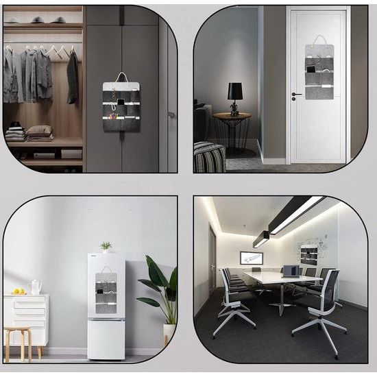 Ophangorganizer, voor aan de muur, vilt, organizer, 2 stuks, opbergtas, hangtas, voor badkamer, auto, kinderkamer, kledingkast