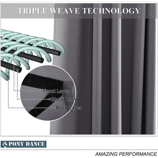 ondoorzichtige verduisteringsgordijnen met oogjes, thermisch gordijn, verduisteringsgordijn tegen koude en hitte, gordijnen voor slaapkamer, grijs, 175 x 140 cm (H x B), verpakking van 2