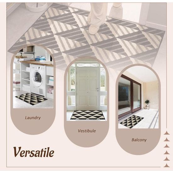 Deurmat voor binnen, antislip, voor de entree, vuilafstotend, duurzame deurmat voor de vooringang, wasbaar voor buiten, welkomstmat, zwart, 50 x 80 cm