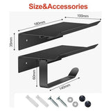 Space aluminium toiletrolhouder met ruime planken, toiletrolhouder wandhouder voor toilet en keuken, zonder boren met plank (zwart)