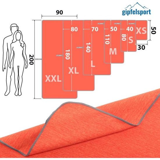 Microvezel handdoek, voor sauna, fitness en sport - strandhanddoek, sporthanddoek - 180x80cm - Oranje Gepatroneerd