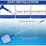 Net zwembad, 120 cm lang vijvernet met telescopische stang, fijnmazig - voor vijver, algen & Bestway zwembad, algennet nylon net