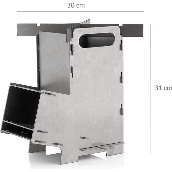 Rocket Stove raketoven #5 | Massief stalen systeem 2 mm dik staal | Oven om te grillen in de open lucht, terras, tuin, camping voor Dutch Oven, grillpannen | campingkooktoestel