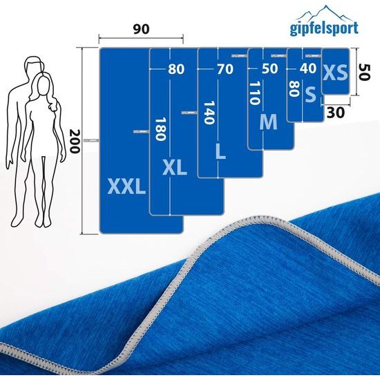 Microvezel handdoekenset, voor sauna, fitness, sport, strandhanddoek, sporthanddoek, 8 maten, 12 kleuren, blauw