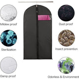 Kledingtas Pak 5 x Rits Kledingtassen Zwart 60 x 100 cm Ademend Waterdichte stof voor pakken Jurken Jassen Jacks Overhemden Avondjurken Paktas Opbergruimte Premium kledinghoes