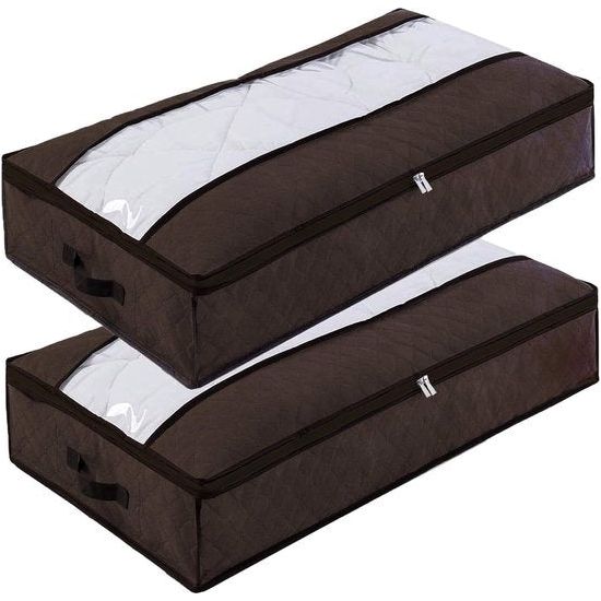 Opbergtas voor onder het bed, 90 liter, groot, voor onder het bed, kledingopslag, ademende stof, opvouwbare opslag met doorzichtig venster voor dekbedden, kleding, beddengoed, dekens, kussens,