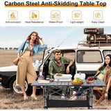 Opvouwbare campingtafel, klaptafel, campingtafel voor 4-6 personen, opvouwbare tuintafel voor buiten met netplank, opbergtas, in hoogte verstelbare klaptafel met oprolbaar tafelblad en draagtas
