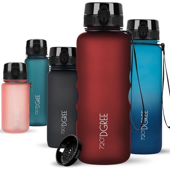 SoftTouch-drinkfles "uberBottle" + zeef - 1,5 L - BPA-vrij - waterfles voor sport, fitness, sportschool, buitenshuis, wandelen - grote sportfles van Tritan - licht, duurzaam