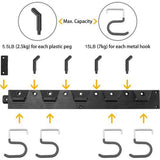 162 cm gereedschapshouder tuin, garage muurbevestiging metaal met 16 verwijderbare haken, gereedschapsrek gereedschap organisator muurbevestiging voor thuis