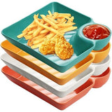 4 stuks snackschalen, onderverdeeld, frietborden, dipschalen, snackborden met vakken, herbruikbare menuborden, gedeeld voor snoep, snacks, noten, desserts, 16 x 18 cm