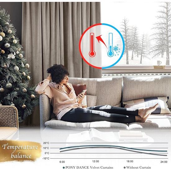 Productdetails: Verkocht als twee stuks fluwelen gordijnen. Hoogte 260 cm x breedte 132 cm per stuk. (De hoogte wordt gemeten vanaf het bovendeel van de inslagringen.