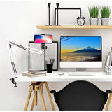 Mobiele telefoon gelede armsteun, webcamstandaard, schaarstatief met smartphoneklem en 1/4" schroef lange mouw mobiele telefoonhouder gelede armsteun (wit)