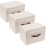 3 stuks opvouwbare opbergdozen met deksel, opbergdozen met deksel, dozen voor kleding, opbergdozen voor speelgoed, rek - beige
