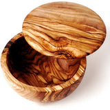 Moderne voorraaddoos met platte deksel van olijfhout 10cm