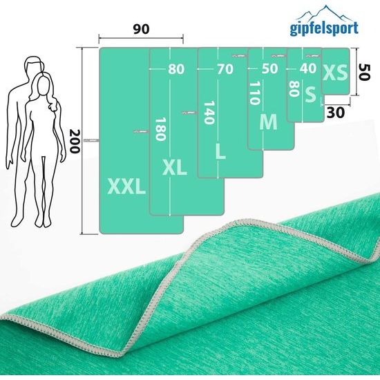 Microvezel handdoekenset, voor sauna, fitness, sport, strandhanddoek, sporthanddoek, 8 maten, 12 kleuren, groen