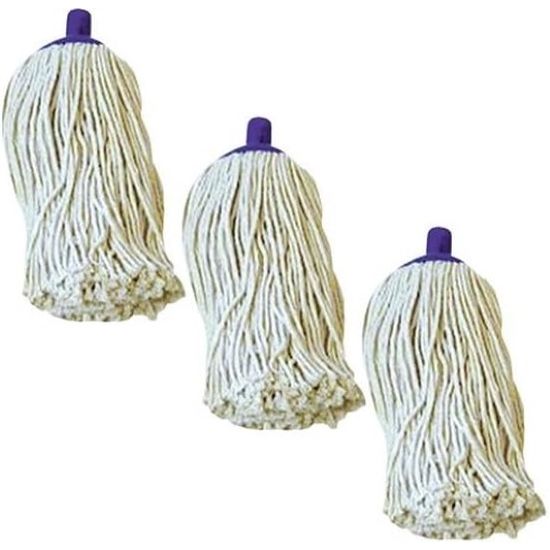 Dweilmop - katoenen parketmop - dweilhoes voor droog en nat vloeronderhoud van echt hout - set van 3 - wit - 160 g