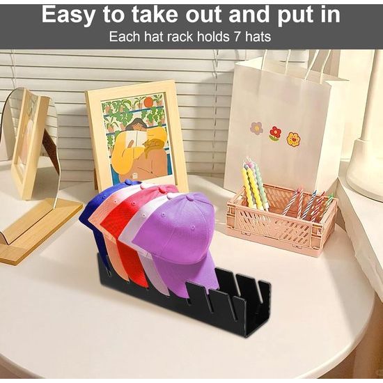 Cap Stand voor Baseball Caps Set van 2 Acryl Hoedenstandaard, Geen Installatie Acryl Hoeden Opbergstandaard, Cap Houder voor Opslag Baseball Cap Houder Kan 14 Hoeden Opbergen