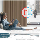 Ondoorzichtige gordijnen met inslagringen, thermogordijn kinderkamer, gordijnen, ondoorzichtig, verduisteringsgordijn, gordijnen, set van 2, H 145 x B 140 cm, cappuccino