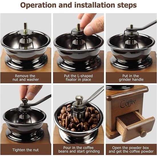 Retro Style Wooden Manual Coffee Bean Grinder With Ceramic Millston Retro Style Wooden Manual Coffee Bean Grinder With Ceramic Millston