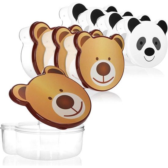 8-delige set voorraaddozen van kunststof - vershouddoos in 4 maten - voorraaddozen voor camping, picknick, school en kinderdagverblijf (8 stuks - beer/panda)