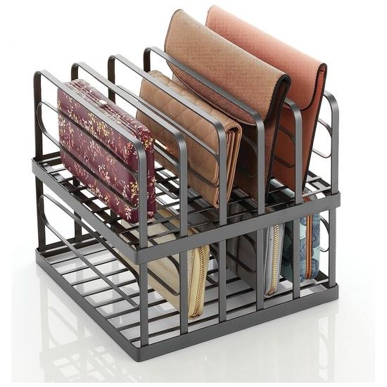 Clutch Organizer – praktische handtassen opbergen met 5 vakken voor clutches, portefeuilles, kaartenetuis enz. – portemonnee houder van kunststof – set van 2 – grafiet