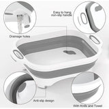 Opvouwbare campingsnijplank, 3-in-1 multifunctioneel, met mes, voor het wassen en bewaren van groenten en fruit worden gebruikt voor keuken, camper, camper accessoires, outdoor