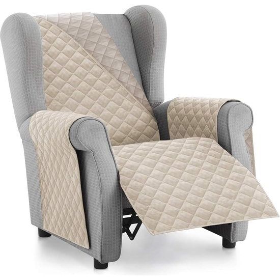 Fauteuilbeschermer 1-zits - omkeerbaar gevoerde bankbescherming. Kleur ivoor