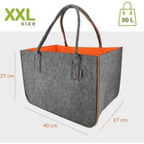 vilten tas shopper groot 30 liter boodschappentas XXL opvouwbare boodschappenmand brandhouttas kledingmand speelgoedtas donkergrijs/zwart