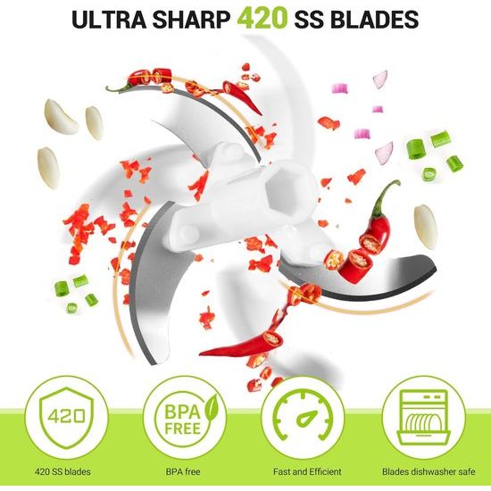 Handleiding - 2 stuks 520ml uienhakselaar handmatig (1 groen en 1 blauw) multihakselaar voor het snijden van uien knoflook, uienhakselaar uiensnijder