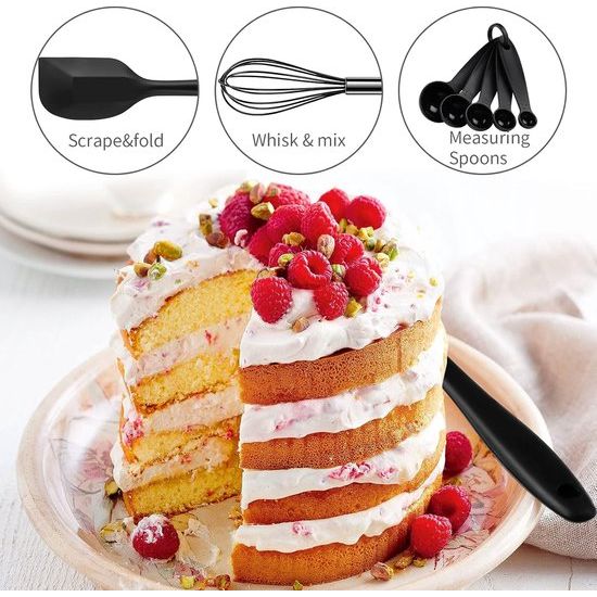 Keukengerei, 22-delig, volledig silicone, hittebestendig, anti-aanbaklaag, BPA-vrij, spatel, lepel, tang, garde, kookgerei