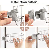 Doucheplank zonder boren, roestvrij staal, voor douchestang, 2 stuks zeephouders, douchegelhouder, doucheplank voor shampoohouder, opbergrek voor badkamer, keuken, douchemanden, organizer