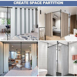 Ruimteverdeler Paraventframe, gordijnroede, flexibel verstelbaar, ruimteverdeler of gordijnroede, inkijkbescherming voor woonkamer, slaapkamer, breedte 280 cm x hoogte 317 cm, zwart