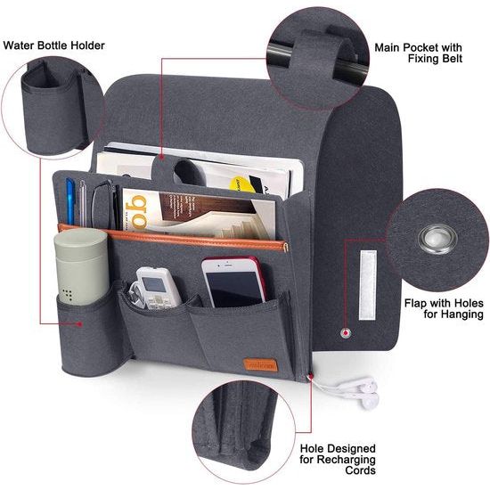 opbergzak voor bedrand, vilt bedplank organizer